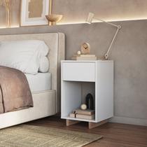 Mesa de Cabeceira e Lateral com 1 Gaveta Nomad Branco/Montana