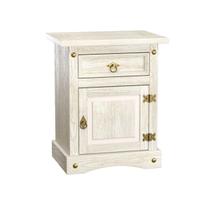 Mesa de Cabeceira em Madeira Branco Rústico 1 Gaveta 1 Porta Marin Brasil Mesa de Cabeceira em Madeira Branco Rústico 1 Gaveta 1 Porta Marin Brasil