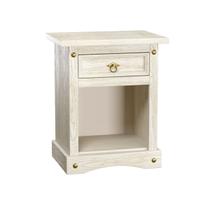 Mesa de Cabeceira em Madeira Branco Rústico 1 Gaveta Marin Brasil Mesa de Cabeceira em Madeira Branco Rústico 1 Gaveta Marin Brasil