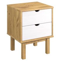 Mesa de Cabeceira em Madeira Maciça 2 Gavetas Branco Lavado Mesa de Cabeceira em Madeira Maciça 2 Gavetas Branco Lavado