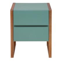 Mesa de Cabeceira em Madeira maciça e Mdf Fauri Natural/Verde floresta