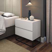 Mesa de Cabeceira Eros 45 Estilo Industrial 2 Gavetas Base Preta