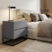 Mesa De Cabeceira Eros 45cm Base Ferro Estilo Moderno Pés Preto cor:CINZA