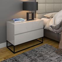 Mesa de Cabeceira Eros 60 Estilo Industrial 2 Gavetas Base Preta