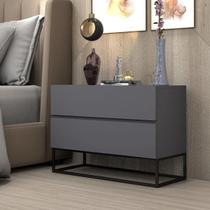 Mesa De Cabeceira Eros 60cm Base Ferro Preto Quarto Multiuso Organizadora Porta Objetos COR:CINZA