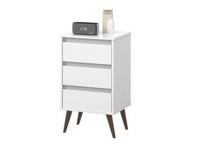 Mesa de Cabeceira Escrivaninha Decorativa Wood Gavetas e Nicho EJ Cores Branco