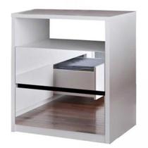 Mesa de Cabeceira Espelhada 2 Gavetas 1 Nicho Blank F04 Branco - Mpozenato Mesa de Cabeceira Espelhada 2 Gavetas 1 Nicho Blank F04 Branco - Mpozenato