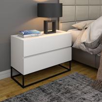 Mesa de Cabeceira Estilo Industrial 2 Gavetas Eros 60CM Branco Mesa de Cabeceira Estilo Industrial 2 Gavetas Eros 60CM Branco