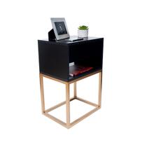 Mesa de Cabeceira Estilo Industrial 40cm Preto Gaveta e Nicho Pés Ferro Dourada Quarto Lateral Cama