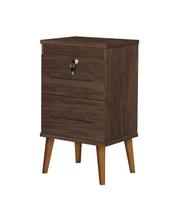 Mesa de Cabeceira Estilo Retrô 2 gavetas com Fechaduras em Aço Cor Teka