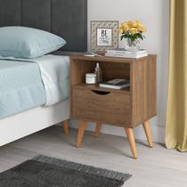 Mesa de Cabeceira Estilo Retrô Pés Madeira Maciça - Grecia