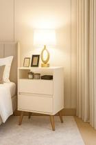 Mesa de Cabeceira Estilo Retro Pés Palito Suto Off White - MJM Casa dos Moveis