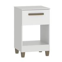 Mesa de Cabeceira Fellicci Prada 1 Gaveta 37.5cm MDP 12mm Branco Corrediça Telescópica Mesa de Cabeceira Fellicci Prada 1 Gaveta 37.5cm MDP 12mm Branco Corrediça Telescópica