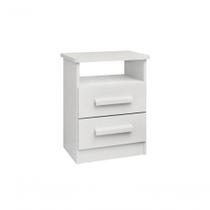 Mesa De Cabeceira Firenze 2 Gavetas Com Nicho - D' Doro Branco Mesa De Cabeceira Firenze 2 Gavetas Com Nicho - D' Doro Branco