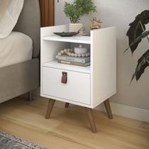 Mesa de Cabeceira Flow Com Pés ou Suspensa Quarto Casal Luxo branco