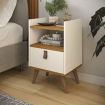 Mesa de Cabeceira Flow Moderna Suspensa ou com pés em formato palito para quarto - Off White