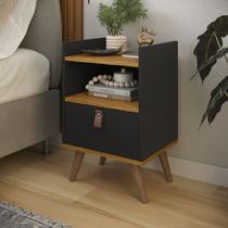 Mesa de Cabeceira Flow Moderna Suspensa ou com pés em formato palito para quarto - Preto