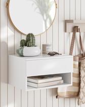 Mesa de cabeceira flutuante Aienvey Small Modern com gaveta branca Mesa de cabeceira flutuante Aienvey Small Modern com gaveta branca