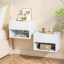 mesa de cabeceira Flutuante Lazzanto para Parede 2 Unidades Branco mesa de cabeceira Flutuante Lazzanto para Parede 2 Unidades Branco