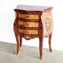 Mesa de Cabeceira Folheado Natural Claro Medalhão Marchetado