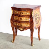 Mesa de Cabeceira Folheado Natural Claro Medalhão Marchetado