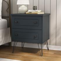 Mesa de Cabeceira Fort 2 Gavetas 100% Mdf Grafite - Manbel Mesa de Cabeceira Fort 2 Gavetas 100% Mdf Grafite - Manbel