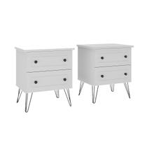 Mesa de Cabeceira Fort Kit 2 Mesas de Cabeceira 100% Mdf Branco - Manbel Mesa de Cabeceira Fort Kit 2 Mesas de Cabeceira 100% Mdf Branco - Manbel