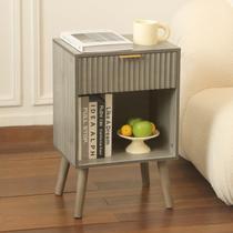 Mesa de cabeceira Fultyle Mid Century Modern com gaveta cinza