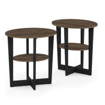 Mesa de cabeceira Furinno JAYA Oval End Side, pacote com 2 unidades Columbia Walnut Mesa de cabeceira Furinno JAYA Oval End Side, pacote com 2 unidades Columbia Walnut