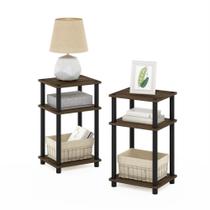 Mesa de cabeceira Furinno Just 3 camadas Turn-N-Tube Columbia Walnut/Black