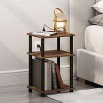 Mesa de cabeceira Furinno Just 3 camadas Turn-N-Tube com carregamento USB Mesa de cabeceira Furinno Just 3 camadas Turn-N-Tube com carregamento USB