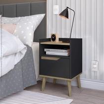 Mesa de Cabeceira Gabriela 1 Gaveta Preto / Canela - Pek Móveis Mesa de Cabeceira Gabriela 1 Gaveta Preto / Canela - Pek Móveis