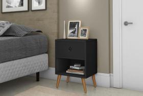 Mesa de cabeceira gaveta acima e nicho abaixo preta