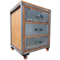 Mesa de Cabeceira Gaveteiro Industrial Modelo SteamPunk - Madeira e Ferro - 3 Gavetas e 4 Rodízios Mesa de Cabeceira Gaveteiro Industrial Modelo SteamPunk - Madeira e Ferro - 3 Gavetas e 4 Rodízios