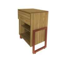 Mesa de Cabeceira Gaya Freijó 1 Gaveta Base Metálica Cobre - Vallisa Decor Mesa de Cabeceira Gaya Freijó 1 Gaveta Base Metálica Cobre - Vallisa Decor