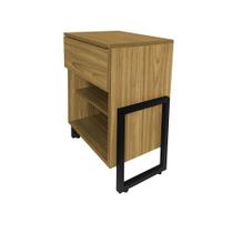 Mesa de Cabeceira Gaya Freijó 1 Gaveta Base Metálica Preta - Vallisa Decor Mesa de Cabeceira Gaya Freijó 1 Gaveta Base Metálica Preta - Vallisa Decor