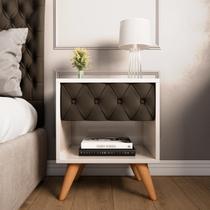 Mesa de Cabeceira Glamour Vitoria Decor Pé Madeira Gaveta Estofada Corrediça Telescopica-Jc Moveis Mesa de Cabeceira Glamour Vitoria Decor Pé Madeira Gaveta Estofada Corrediça Telescopica-Jc Moveis