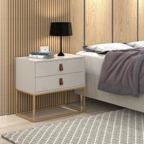 Mesa de Cabeceira Grande 60cm Criado 2 Gavetas Corrediças Telescopicas Para Quarto De Casal Off White Mesa de Cabeceira Grande 60cm Criado 2 Gavetas Corrediças Telescopicas Para Quarto De Casal Off White