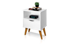 Mesa De Cabeceira Grécia 1 Gaveta Com Nicho Estilo Retro Branco