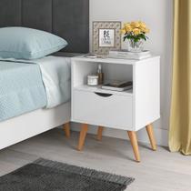 Mesa de Cabeceira Grécia Moderna para quarto com 1 gaveta - Branco Mesa de Cabeceira Grécia Moderna para quarto com 1 gaveta - Branco