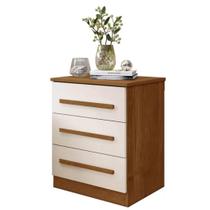 mesa de cabeceira Império em Branco e Tons Amadeirados de Alta Qualidade