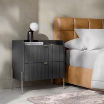 mesa de cabeceira industrial grafite para cama moriah 60cm