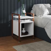 Mesa de Cabeceira Industrial Marrocos Ferro Cobre e Tampo Branco