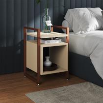 Mesa de Cabeceira Industrial Marrocos Ferro Cobre e Tampo Off-white