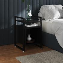 Mesa de Cabeceira Industrial Marrocos Ferro Preto e Tampo Preto