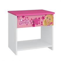 Mesa de Cabeceira Infantil 1 Gaveta Barbie Happy Pura Magia Branco/Pink