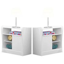 Mesa de Cabeceira Infantil 1 Porta 2 Peças Amore Branco - Qmovi Mesa de Cabeceira Infantil 1 Porta 2 Peças Amore Branco - Qmovi