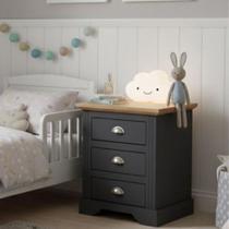 Mesa de Cabeceira Infantil 3 Gavetas Toledo Cinza Mesa de Cabeceira Infantil 3 Gavetas Toledo Cinza