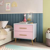 Mesa de Cabeceira Infantil Arco-íris Espresso Móveis Branco/Rosa Mesa de Cabeceira Infantil Arco-íris Espresso Móveis Branco/Rosa