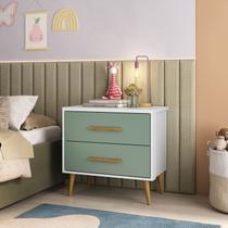 Mesa de Cabeceira Infantil Arco-Íris Espresso Móveis Verde/Branco Mesa de Cabeceira Infantil Arco-Íris Espresso Móveis Verde/Branco